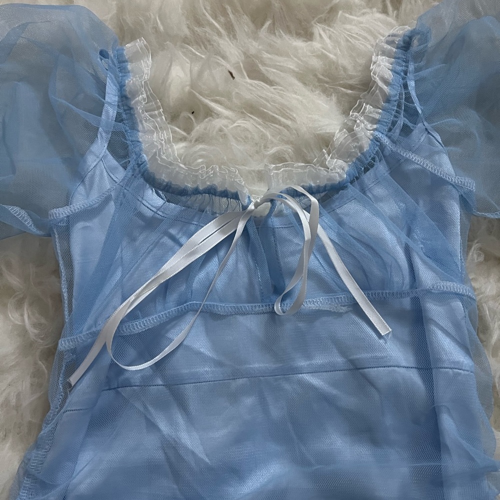 Y2k pastel blue satin dress